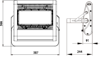 Proiettore a led serie FL-80W - Disegno tecnico